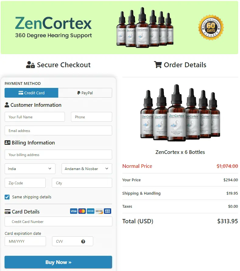 zencortex order page